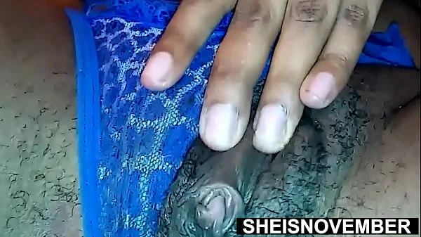 Hairy Pussy Closeup Fetish And Sensual Clitoris Rubbing While Spreading Thighs, Beautiful Petite Black Babe Sheisnovember Tight Blue Panties Pulled To The Side, Brown Booty Wedgie With Anus Winking By Msnovember