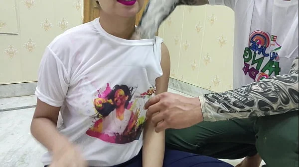 Holi Special: Sara Anal sex in holi festival enjoyed huge dick in pussy and anal Desisaarabhabhi