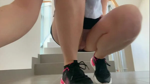 Teen is walking with anal plug in public and flashing tits at school