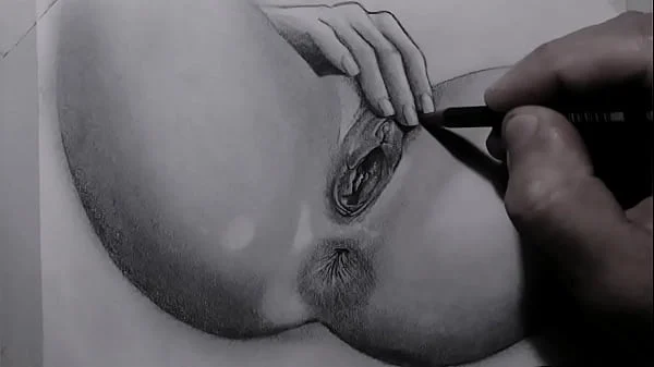 El placer de ver el proceso de dibujar una vagina resurada y su hermoso ano. Te encantará