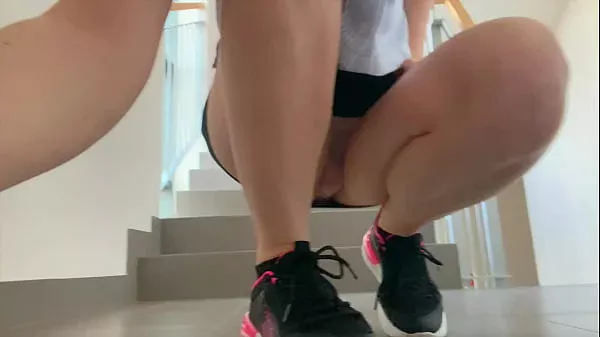 Teen is walking with anal plug in public and flashing tits at school