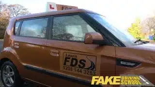 Fake Driving School student with big tits and hairy pussy has creampie