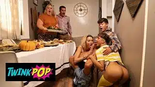 TWINKPOP – Cherry Kiss And Foxy Alex Take Turns Riding  Cock After A Tense Holiday Dinner