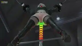 2B fucked in the ass by fucking machine