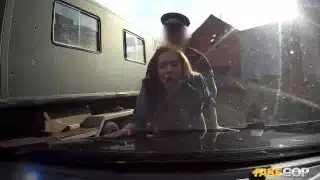 Fake Cop – Unfaithful redhead girlfriend gets the full length of a policemans big cock inside her