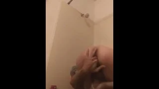 Sexy guy plays with himself in the shower