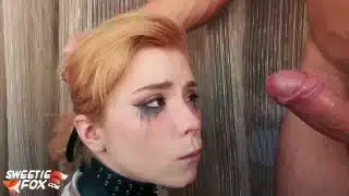 Tiny Schoolgirl with Gag Sloppy Deepthroat and Cum in Mouth – POV