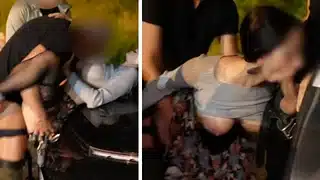Vero amatoriale TRE CAZZI n un parcheggio. La mia PRIMA esperienza CAR SEX si trasforma in una gang