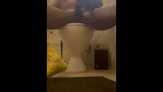 BBC Morning Milking Session on the toilet with Cum Shot